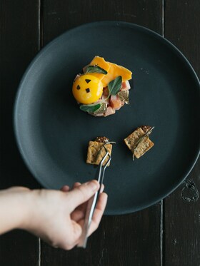 A plate of perfectly presented gourmet food