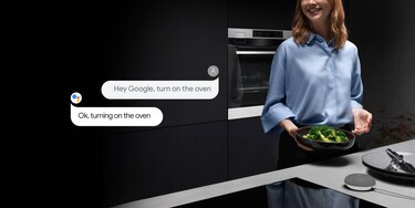 Woman speaking with google