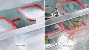 Food containers in freezer